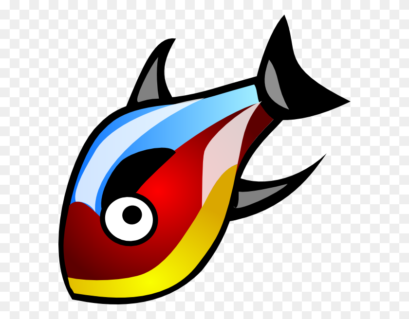 600x596 Плавники Клипарт Разноцветная Рыбка - Красная Рыбка Клипарт