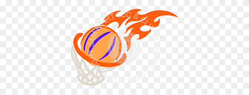 361x261 Fire Basketball In Hoop - Hoop Clipart