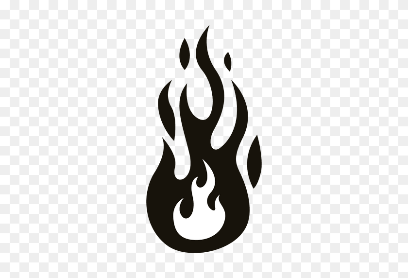 512x512 Fire Cartoon Flame Illustration Black White - Flames Transparent PNG
