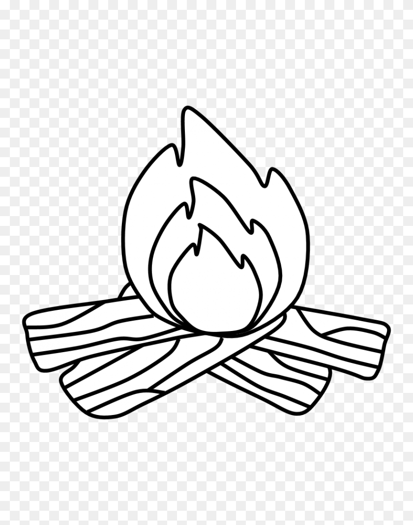816x1056 Fire Clipartshare - Log Black And White Clipart