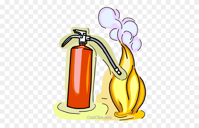 392x480 Fire Extinguisher Putting Out A Fire Royalty Free Vector Clip Art - Fire Extinguisher Clipart