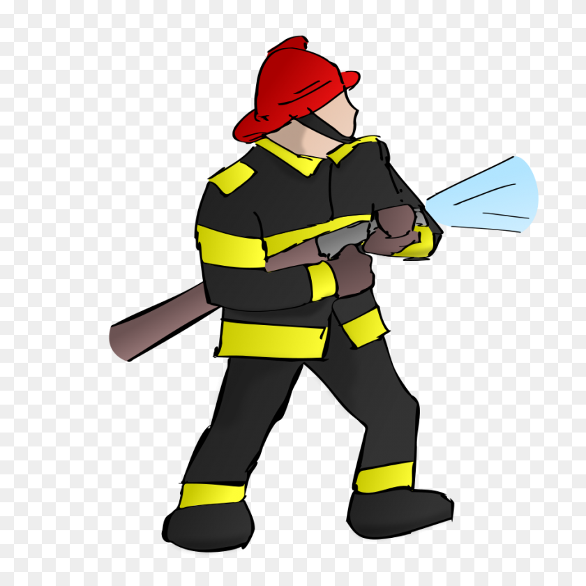 900x900 Fire Fighter Clip Art - Fire Truck Clipart Black And White
