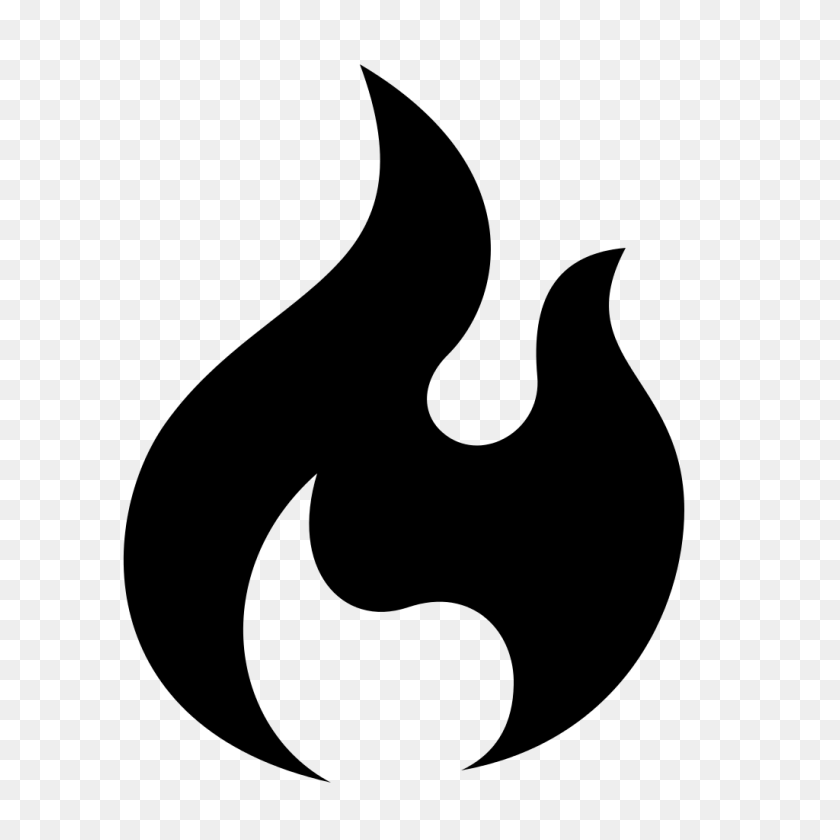 1024x1024 Fire Icon - Flames Black And White Clipart