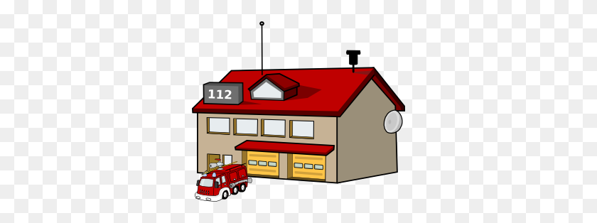 300x254 Fire Station Clip Art Free Vector - Red House Clipart