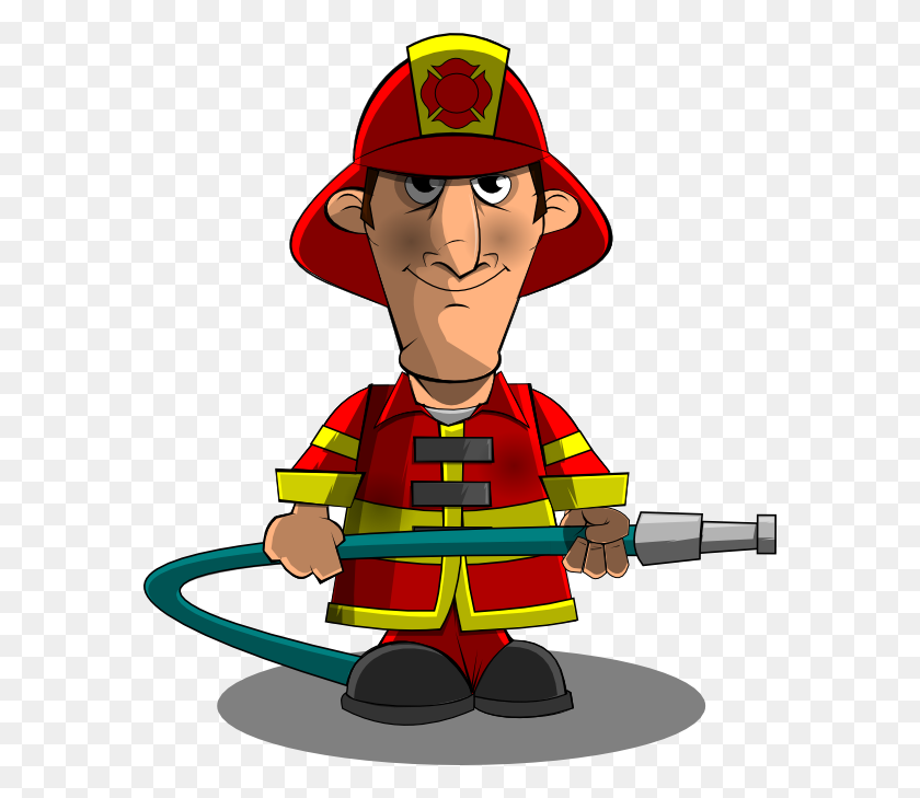 578x669 Firefighter Black And White Fire Fighter Cartoon Free Download - Black Children Clipart