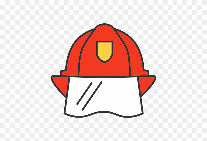 512x512 Firefighter, Fireman, Hard Hat, Headwear, Helmet, Protection Icon - Firefighter Helmet Clipart
