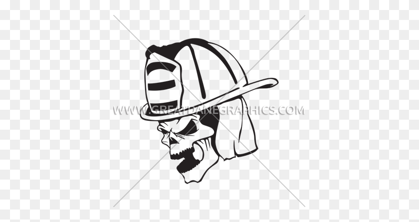 385x385 Firefighter Skull Production Ready Artwork For T Shirt Printing - Firefighter Clipart Black And White