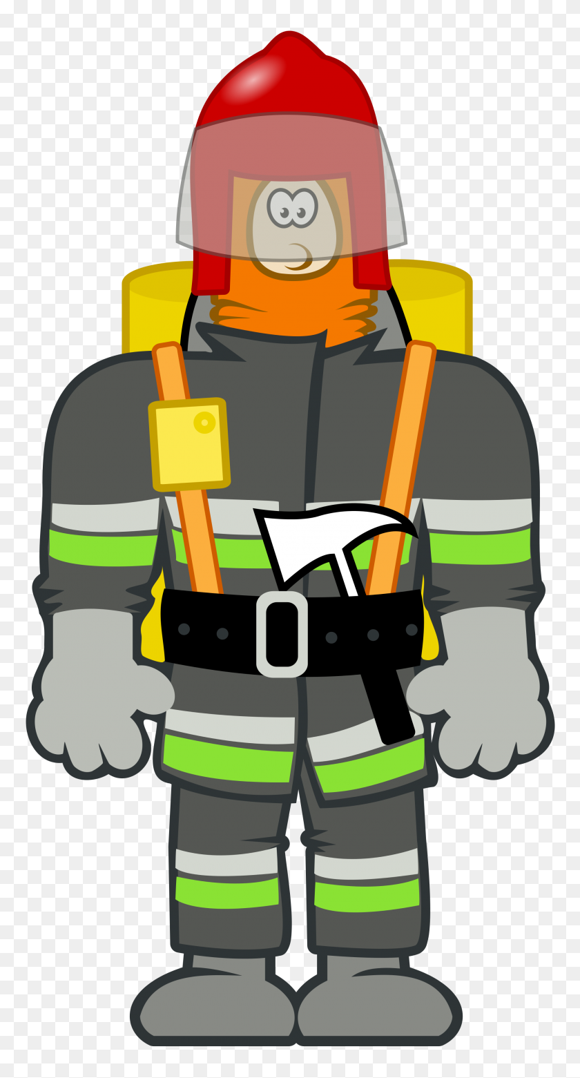 2000x3850 Пожарный, Одетый Для Действий - Пожарный Png