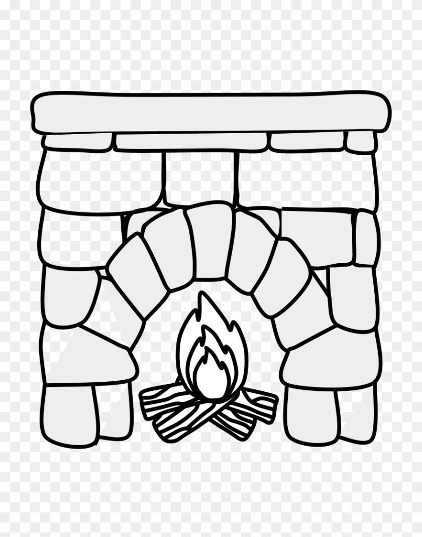 816x1056 Fireplace Clipartshare - Log Black And White Clipart