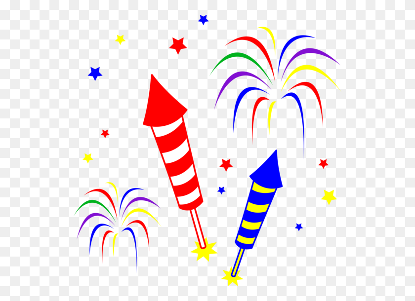 542x550 Fireworks Clip Art Free - Year Clipart