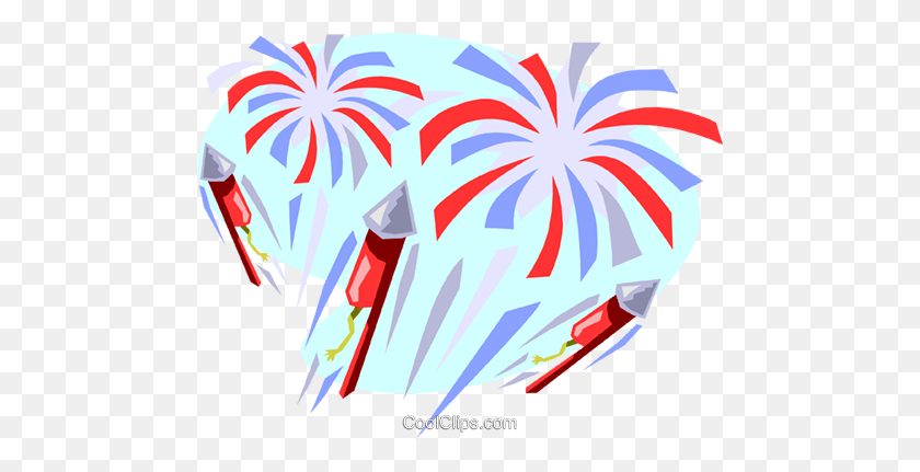 480x371 Fireworks Display Royalty Free Vector Clip Art Illustration - Firecrackers Clipart