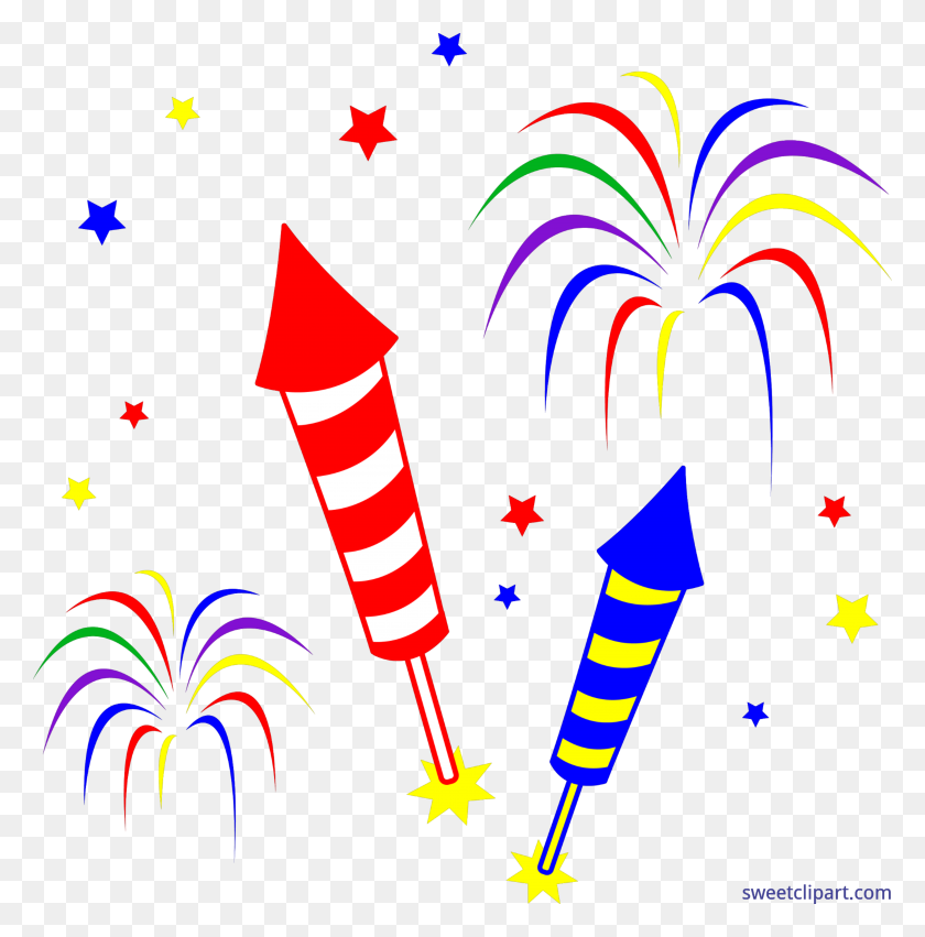 7358x7466 Fireworks Rockets Clip Art - Rocket Clipart PNG