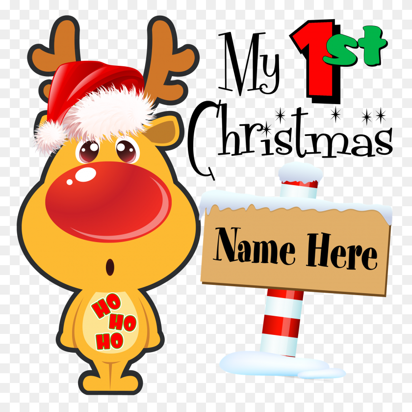 2000x2000 First Christmas Reindeer Tee Baby's First Christmas - Детский Первый Рождественский Клипарт