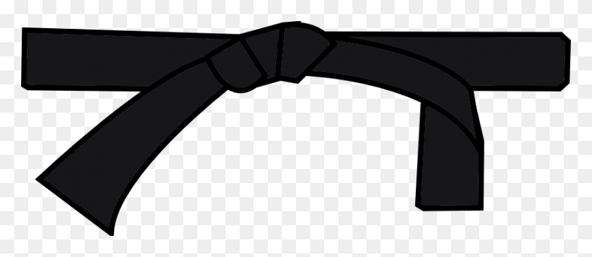 851x333 Primer Grado Cinturón Negro De Karate Cinturón Negro Negro - Cinturón De Karate De Imágenes Prediseñadas