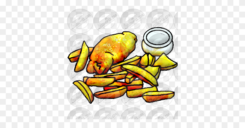 380x380 Imagen De Pescado Y Patatas Fritas Para Uso En Terapia En El Aula - Clipart De Pescado Y Patatas Fritas