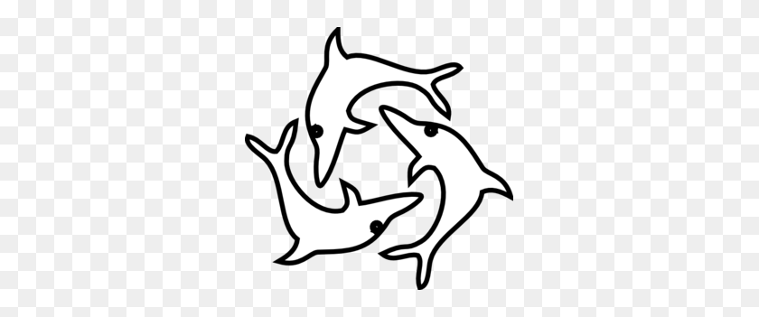 297x291 Картинки Рыбы - Дельфин Клипарт Черно-Белый
