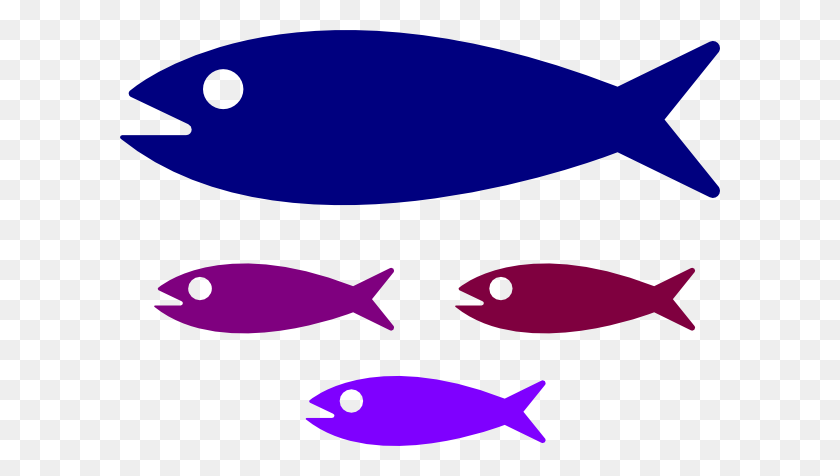 600x416 Fish Family Clip Art - Purple Fish Clipart