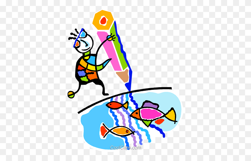 387x480 Рыба В Озере. Клипарт Векторных Иллюстраций - Free Lake Clipart