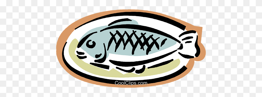 480x253 Fish On Plate Royalty Free Vector Clip Art Illustration - Fish Dinner Clipart