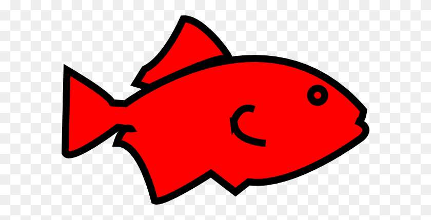 600x369 Рыба Контур Красный Клипарт - Контур Рыбы Png