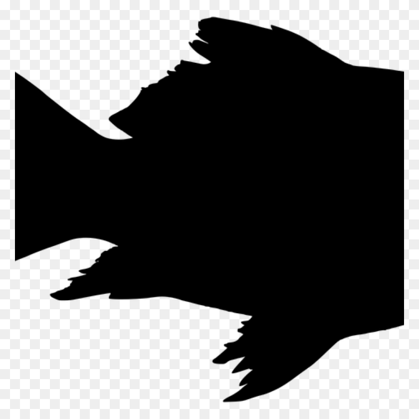 1024x1024 Fish Silhouette Clip Art Animal Free Vector Graphic - Dinosaur Clipart Black And White