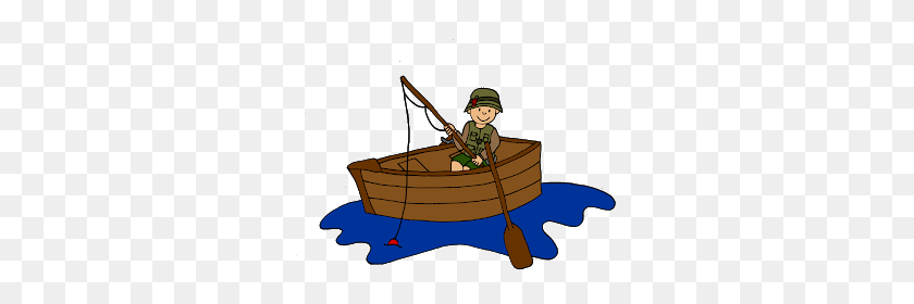 320x220 Fisherman Clipart Brown Boat - Gone Fishing Clipart