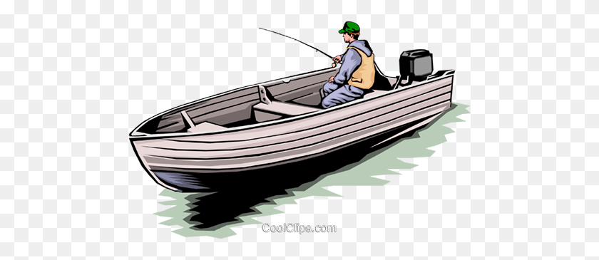 480x305 Fisherman In Boat Royalty Free Vector Clip Art Illustration - Powerboat Clipart
