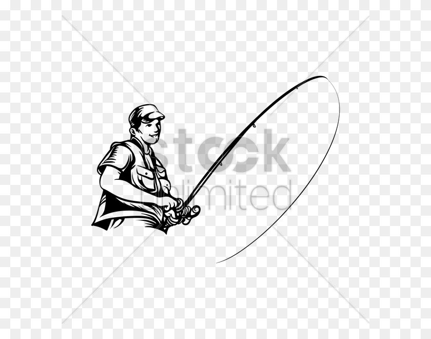 600x600 Pescador Con Caña De Imagen Vectorial - Duda Clipart
