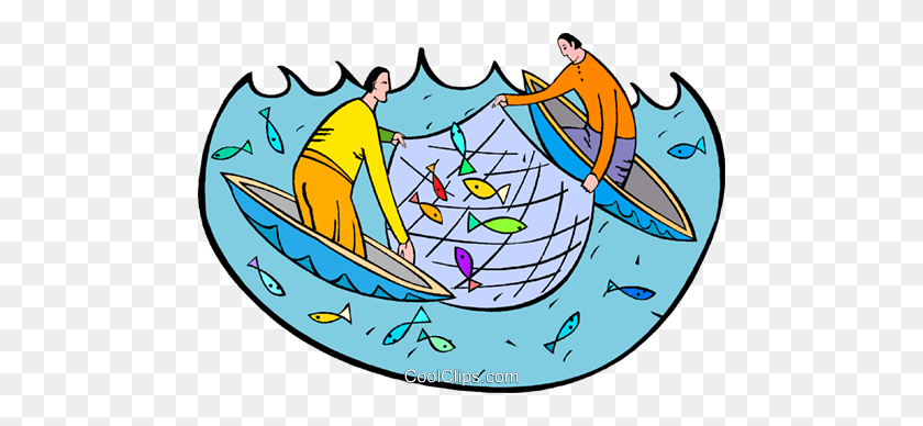 480x328 Fishermen With Fishing Nets Royalty Free Vector Clip Art - Fishers Of Men Clipart