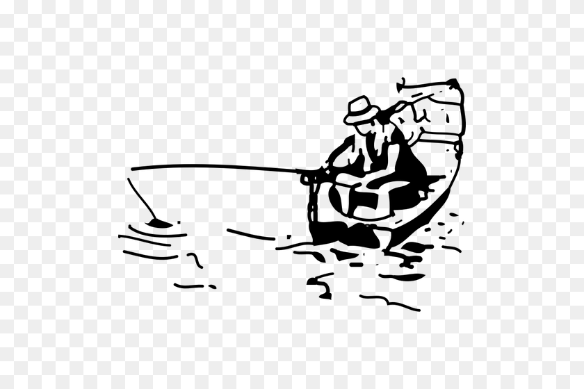 500x500 Fishing Boat - Sailboat Clipart Black And White