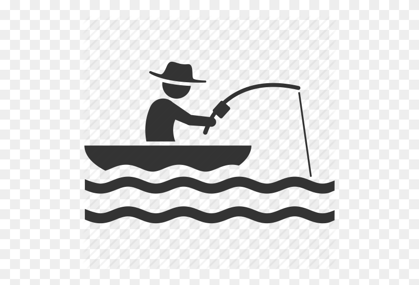 512x512 Fishing Boat Clipart Hunting And Fishing - Fisherman Clipart Black And White