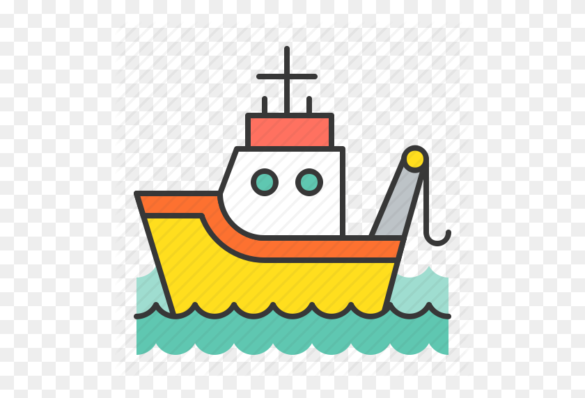 512x512 Fishing Boat, Nautical, Sea, Ship Icon - Nautical PNG