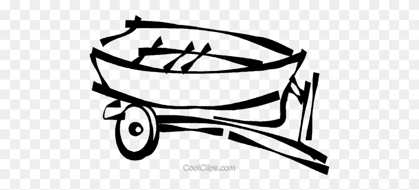 480x322 Fishing Boat On A Trailer Royalty Free Vector Clip Art - Trailer Clipart