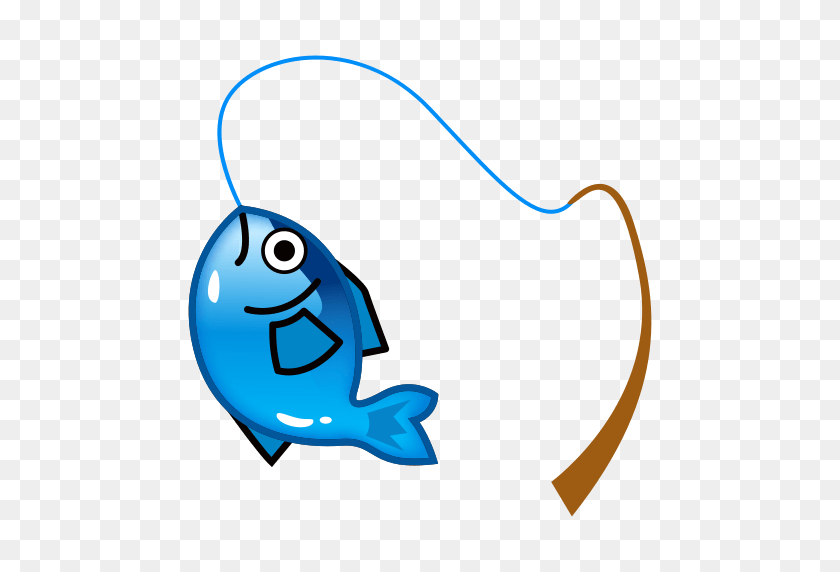 512x512 Fishing Pole And Fish Emoji For Facebook, Email Sms Id - Fish Emoji PNG