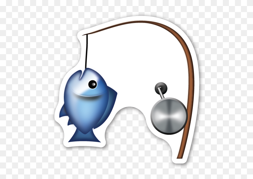 522x535 Fishing Pole And Fish Tattoo Fish, Emoji Stickers - Fish Emoji PNG