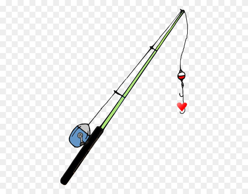 432x598 Fishing Pole Heart Clip Art - Rod And Reel Clipart
