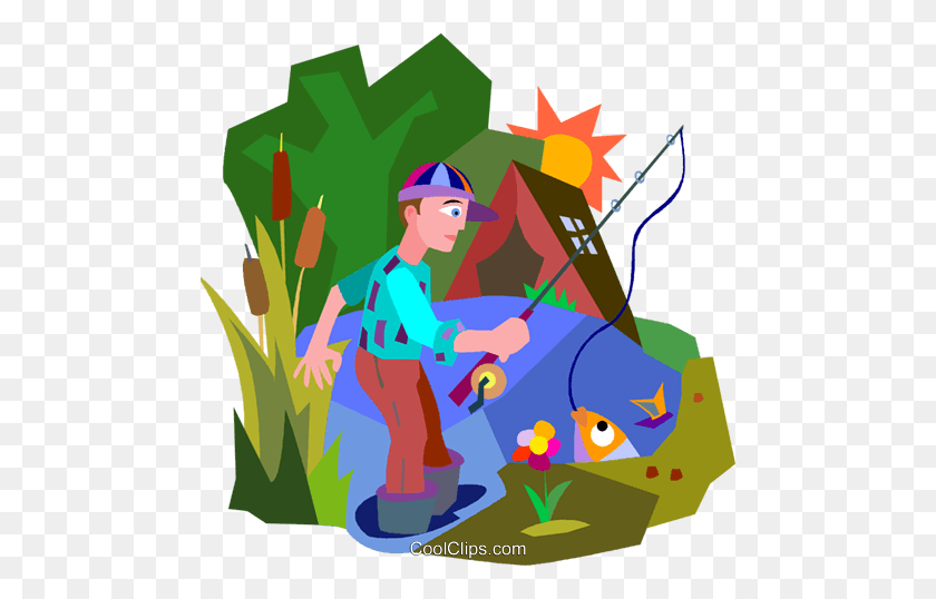 480x478 Fishing Royalty Free Vector Clip Art Illustration - Out Of Office Clipart