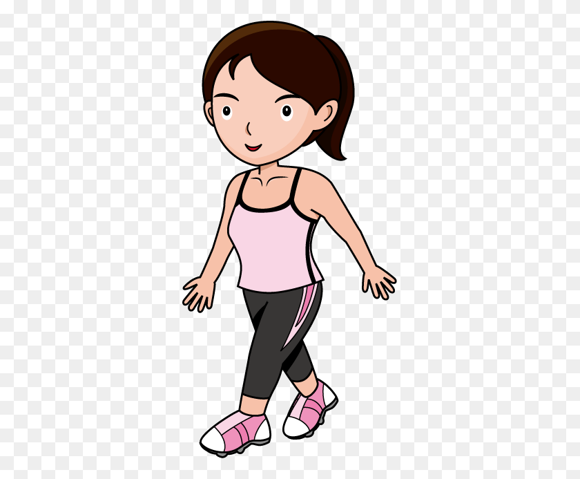 311x633 Fitness Walking Cliparts - Kids Exercise Clipart