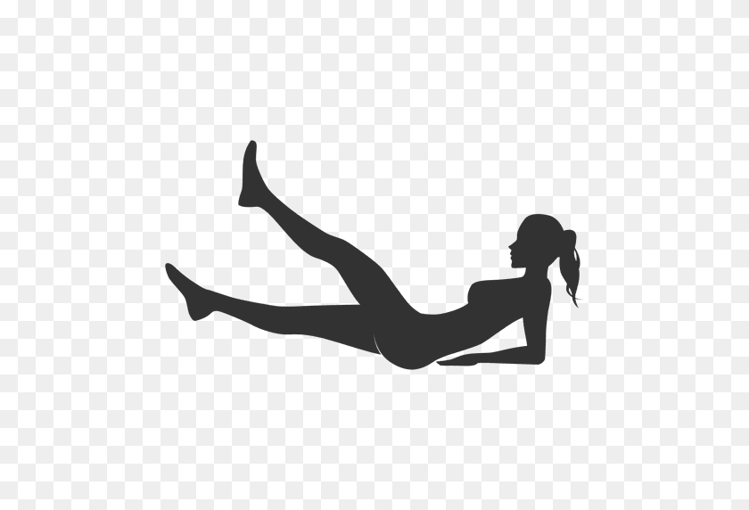 512x512 Fitness Woman Silhouette Lifting Legs In Gray - Legs PNG