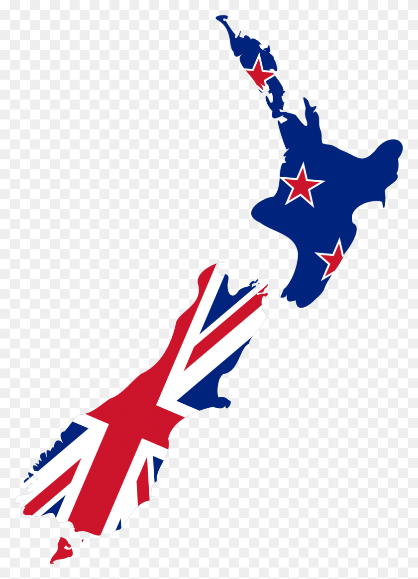 1000x1415 Bandera Y Mapa De Nueva Zelanda - Imágenes Prediseñadas De Nueva Zelanda