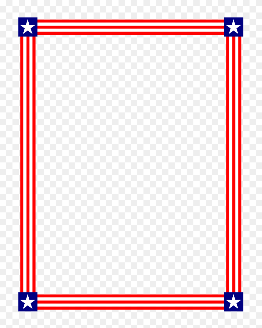 765x990 Flag Border Clip Art - American Flag Clipart PNG