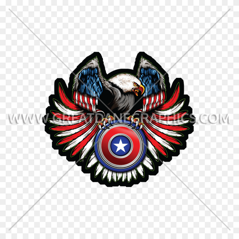 825x825 Flag Eagle Wings Production Ready Artwork For T Shirt Printing - Eagle Wings PNG