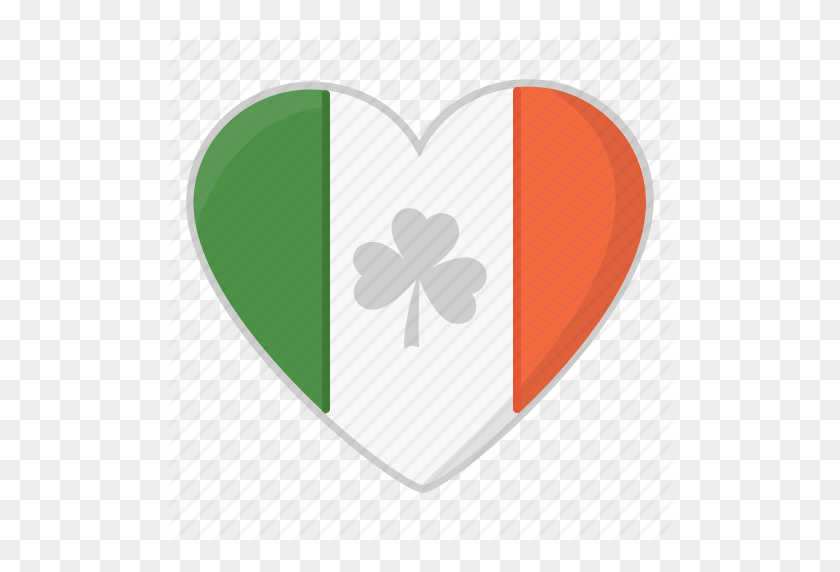512x512 Flag, Heart, Irish Flag, Saint Patrick's Day, Shamrock Icon - Irish Flag PNG