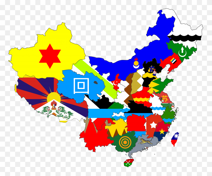5000x4078 Mapa De La Bandera De Las Provincias De China Vexillology - Mapa De China Png