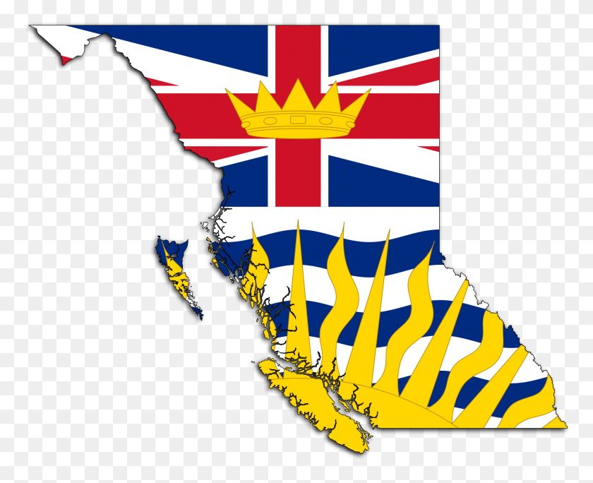 2000x1601 Флаг Карта Британской Колумбии - Карта Канады Клипарт