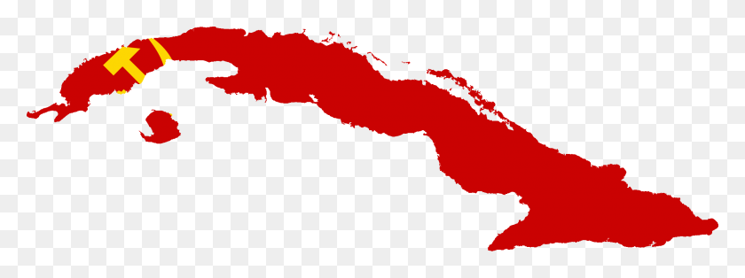 2000x653 Flag Map Of Cuba - Soviet Flag PNG