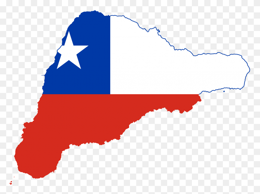 2000x1453 Flag Map Of Easter Island, Chile - Chile Flag PNG