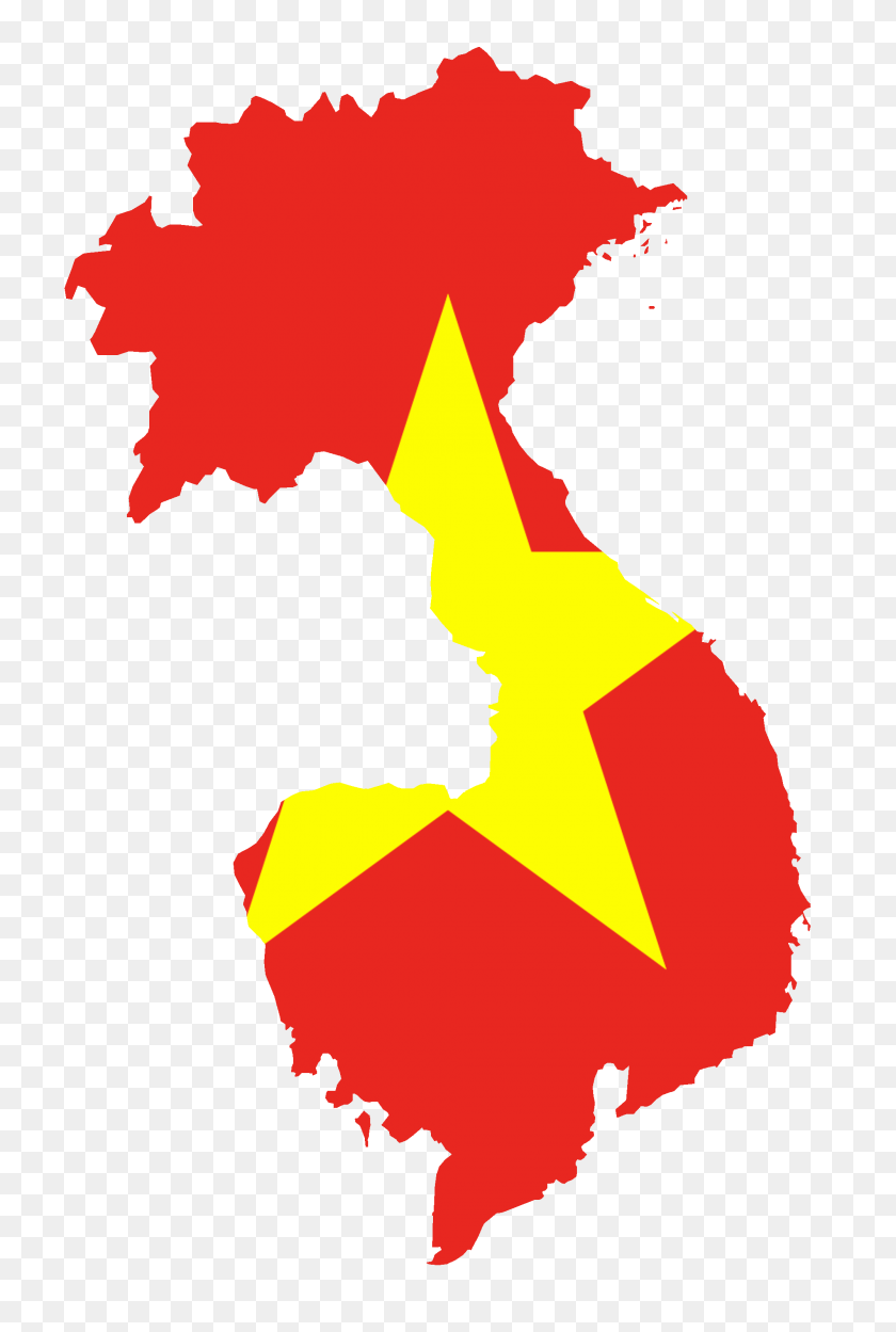 2000x3049 Flag Map Of Greater Vietnam - Vietnam Flag PNG