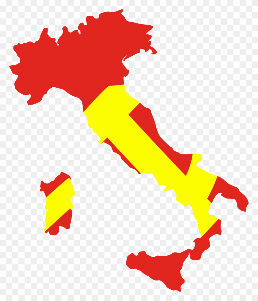 2000x2358 Bandera De Mapa De Italia - Partido Png