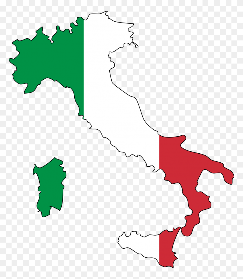 2000x2325 Flag Map Of Italy - Italy Flag PNG